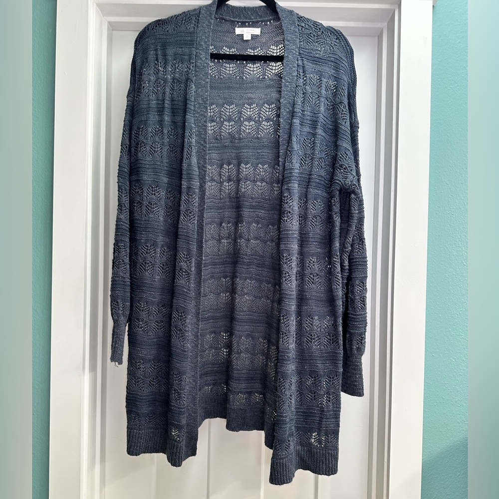 LC Lauren Conrad Navy Open Knit Cardigan
